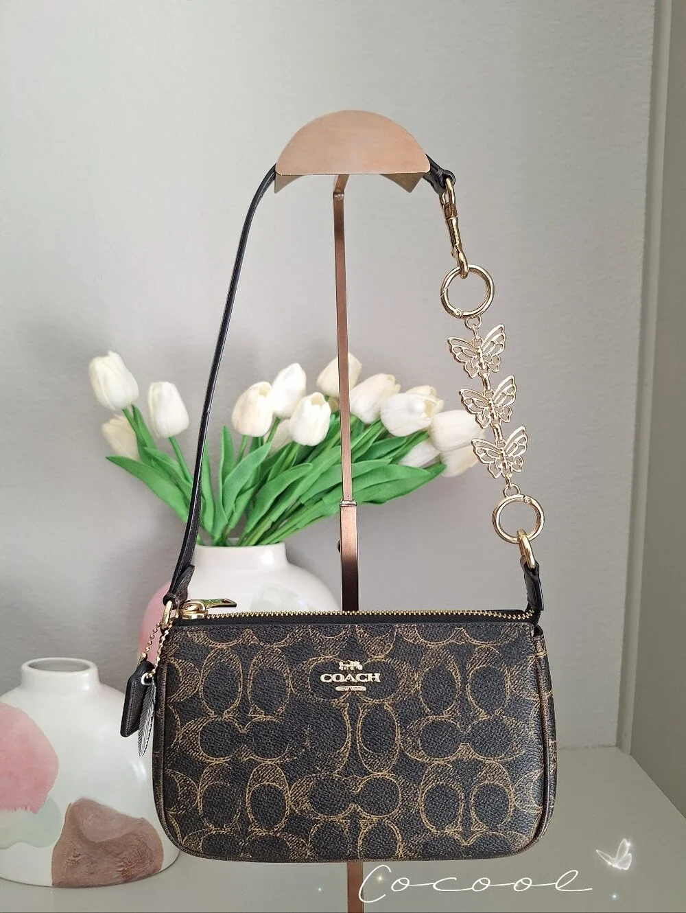NWT Coach Nolita 19 In Loved Signature Canvas With Charms CDW32 Gold/Brown